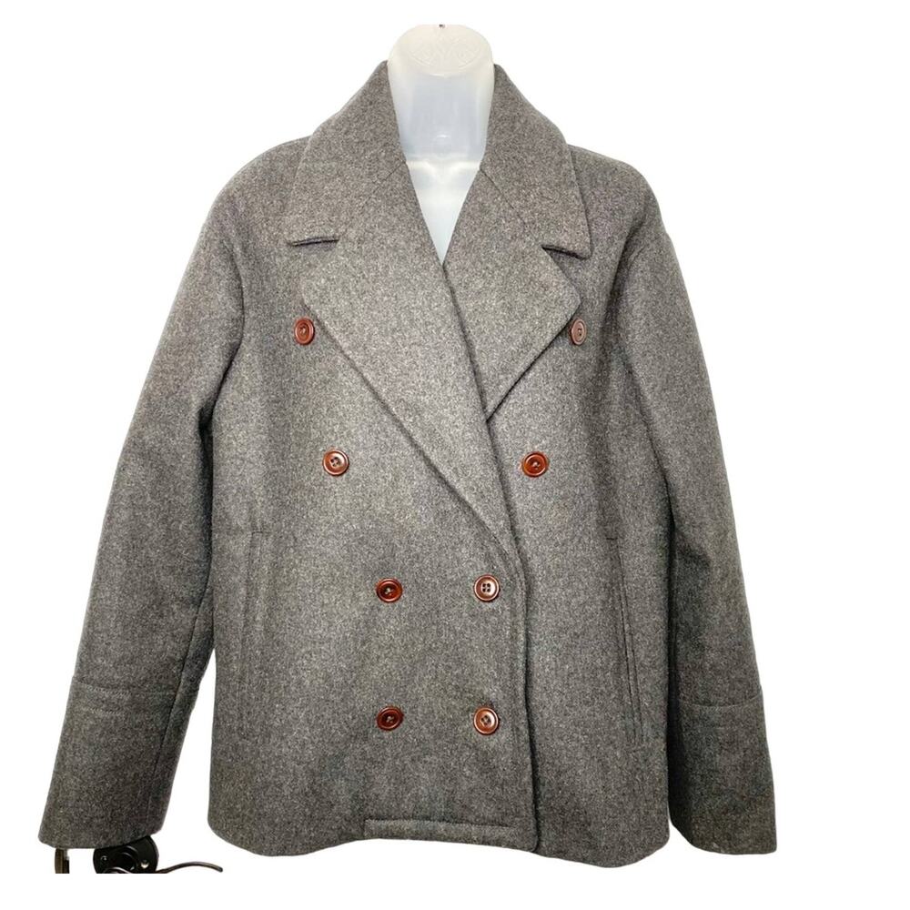 J. Crew Melton Wool Peacoat Gray Short Winter Jacket Double Breasted Coat - Picture 1 of 10